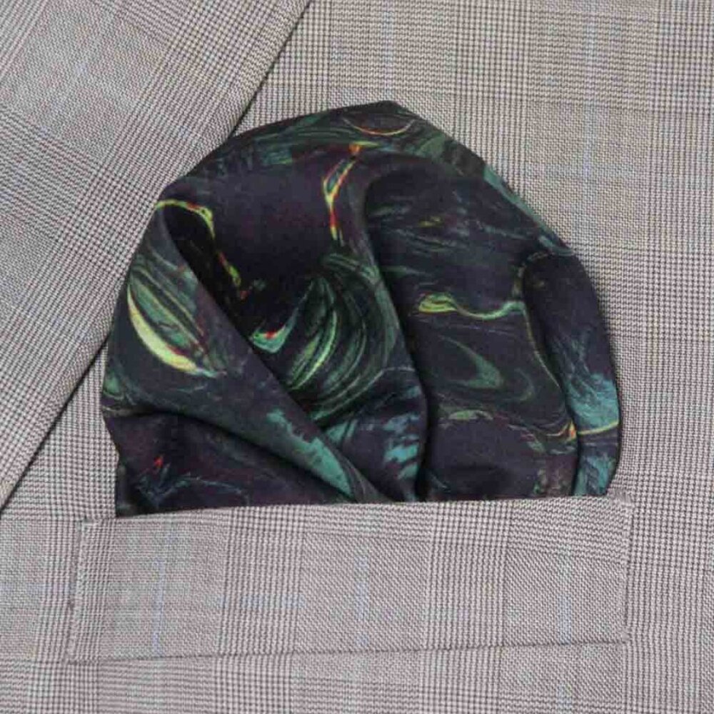 Gascoigne Hand Stitched Pocket Square Abstract Geometric Pattern Men's